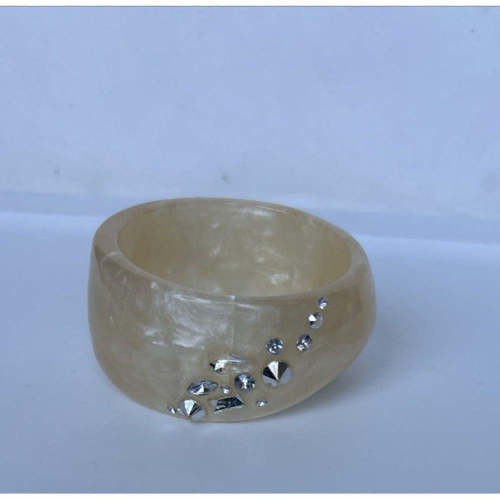 Vintage Clear Lucite Rhinestone Bangle Bracelet